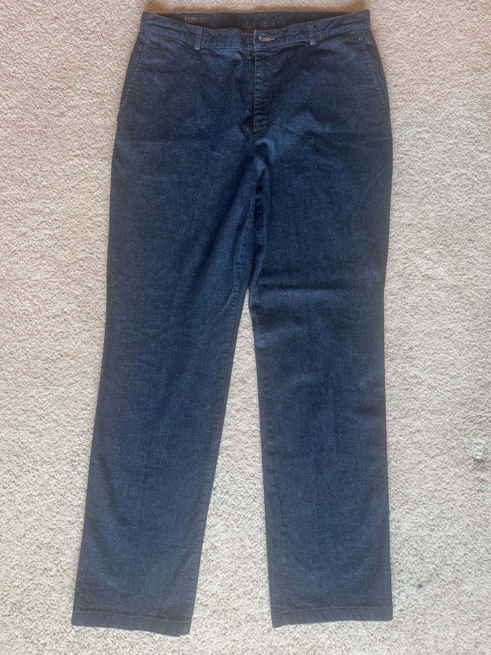 Lands' End Women's Straight-Leg Jeans in Dark Blue